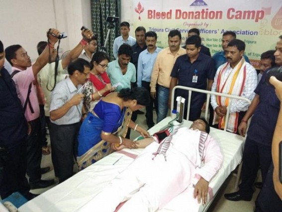 Tripura begins statewide blood-donation drive to mitigate blood crisis problems in blood banks Tripura begins statewide blood-donation drive to mitigate blood crisis problems in blood banks